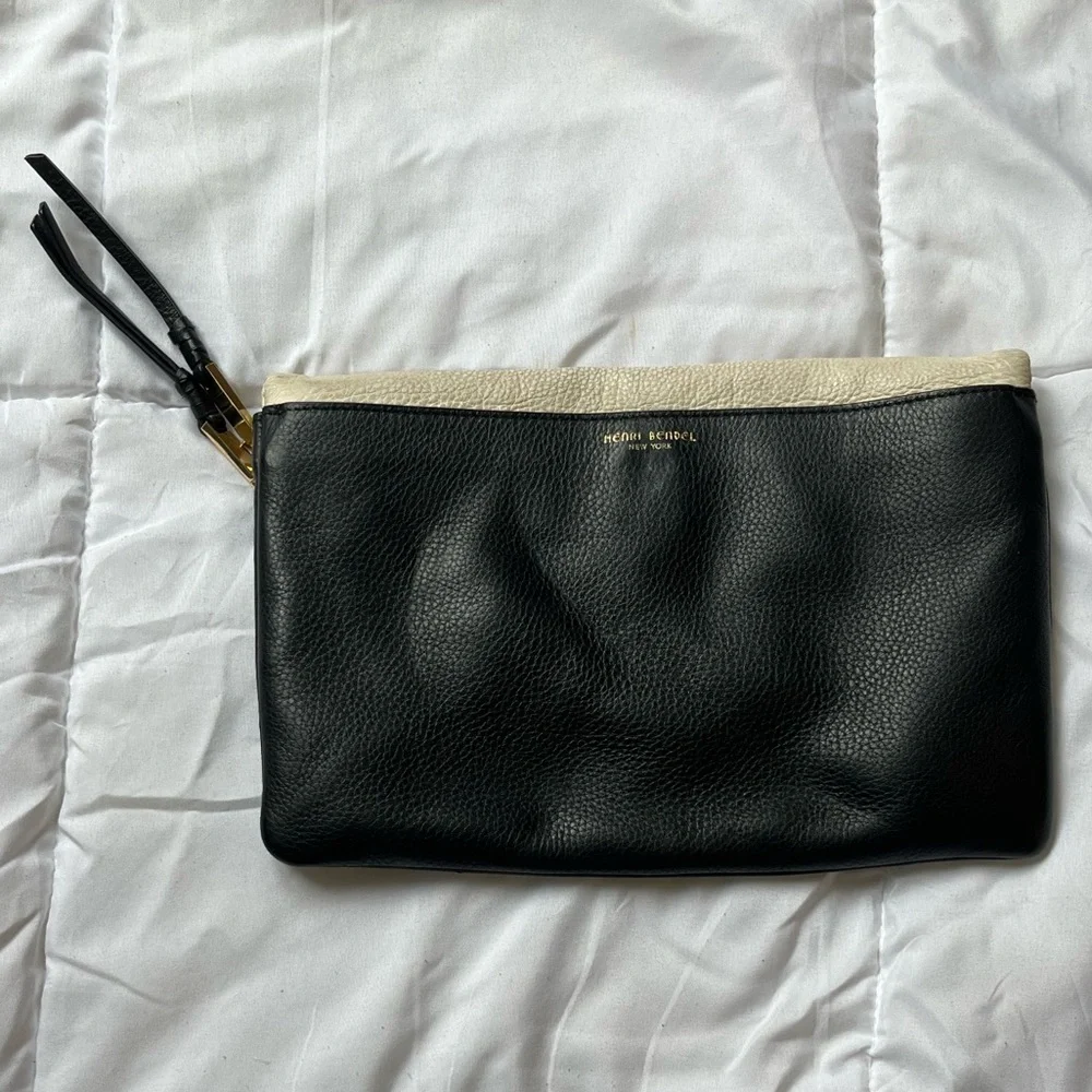 Henri Bendel Crosshatch Clutch, Henri Bendel Clutch, Black Orange and White Bag. - Picture 4 of 7